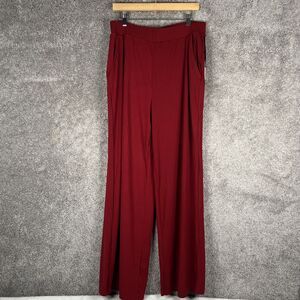 Dictionary Womens Ribbed Wide Leg Pants XL Red Elastic Waist Pockets Stitch Fix